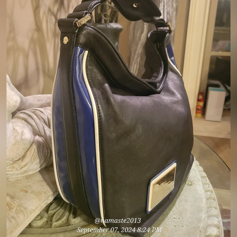 L.A.M.B.  Gwen Stefani Leather Shoulder Hobo Bag Side Stripe NWOT Designer #30